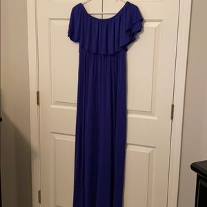 Royal Blue Off The Shoulder Maternity Maxi Dress